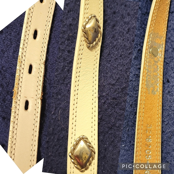 Nocona White Leather Concho Skinny Western Belt (Medium to Large) - Picture 2 of 3